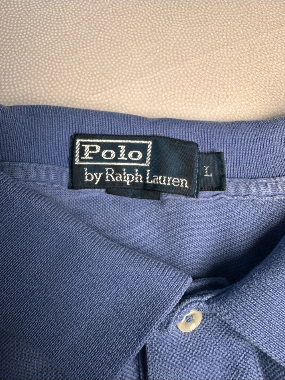 Polo Ralph Lauren Mens Large Blue Cotton Polo Shirt Red Pony Classic Fit VTG